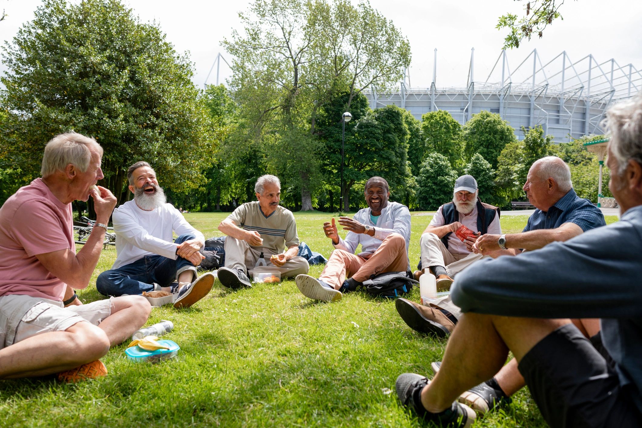 Group enjoying a picnic in a park