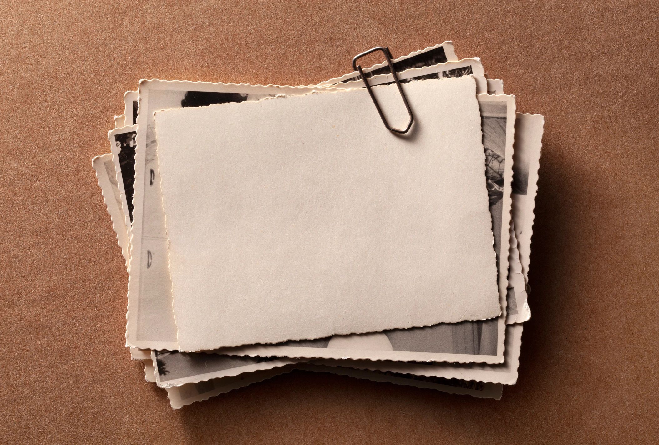 Vintage photo print clipped to cardboard background