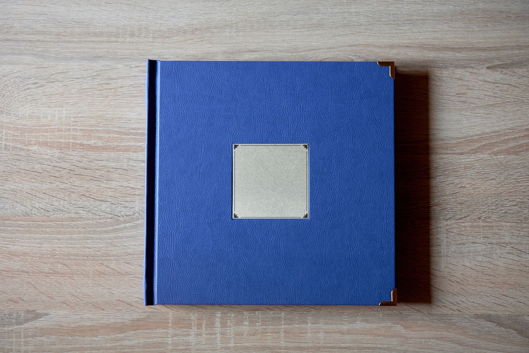 Photo book on a wooden table