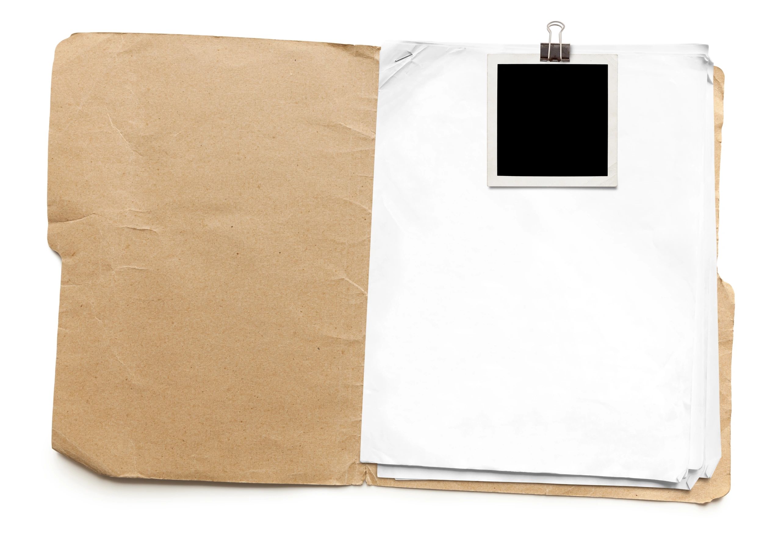 Manila folder with papers and attached photo