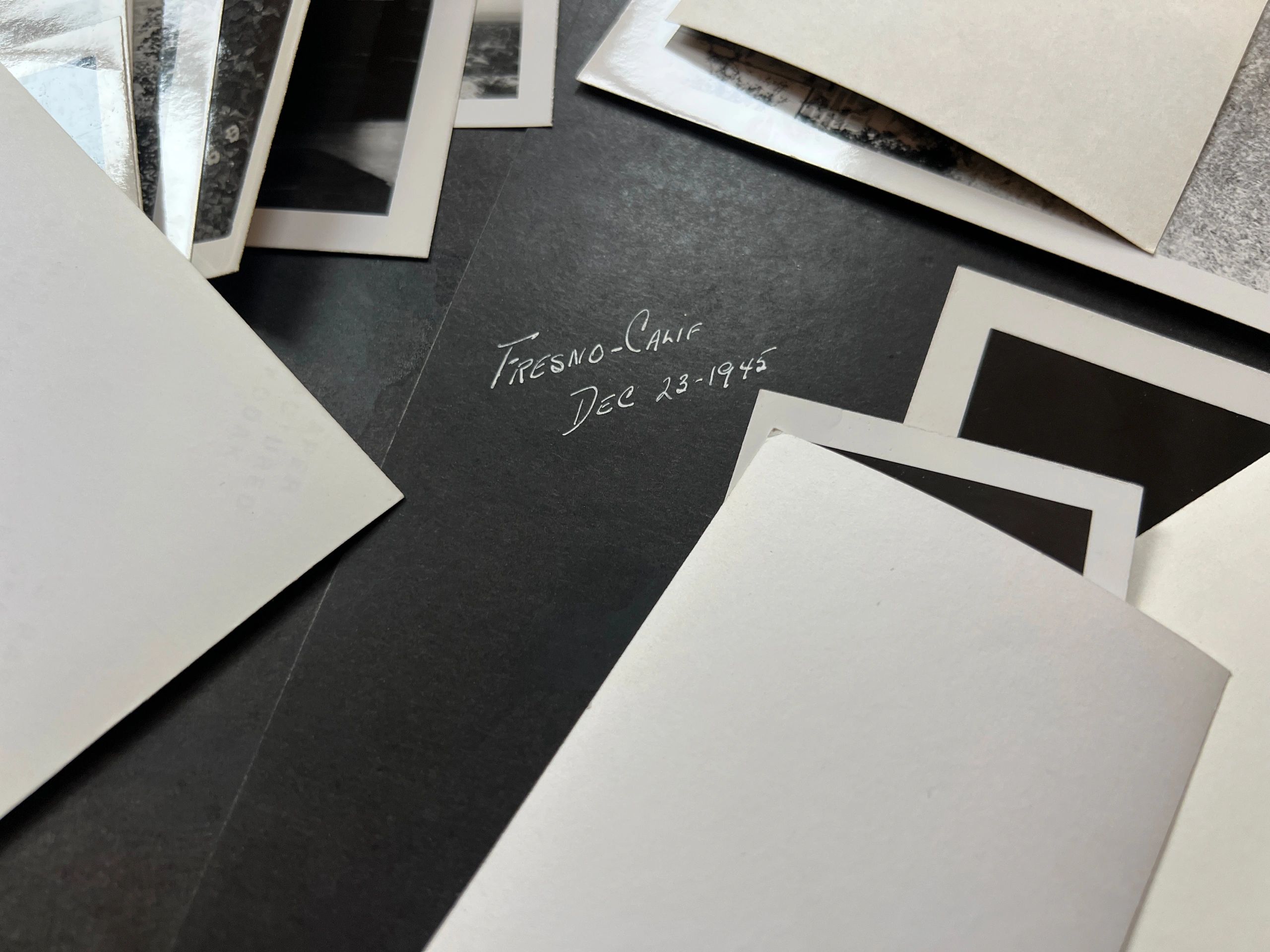 Old photographs arranged in an album
